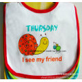 OEM Produce Cartoon Personnalisé Logo imprimé blanc bon marché Coton Terry Terry Baby Feeder tablier Bibs